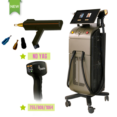 Depilación con láser de diodo de 808nm Máquina de eliminación de tatuajes Yag para depilación Facial Equipo de salón de belleza