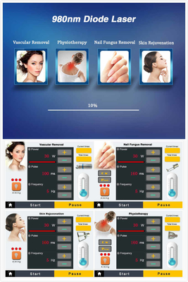 Salón de belleza Máquina láser de diodo 980nm para alivio del dolor / tratamiento vascular