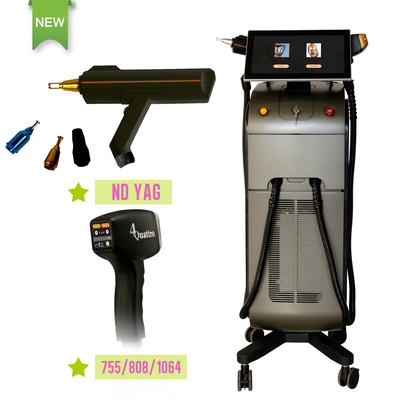 Depilación con láser de diodo de 808nm Máquina de eliminación de tatuajes Yag para depilación Facial Equipo de salón de belleza