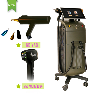 Depilación con láser de diodo de 808nm Máquina de eliminación de tatuajes Yag para depilación Facial Equipo de salón de belleza